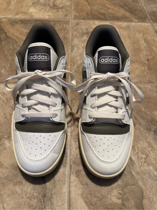 adidas Shoes - adidas White and Green Low-Top Sneakers with Cream Accents